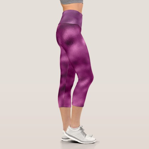 Purple Shimmer Luxury Girly Chic Pattern Capri Leggings