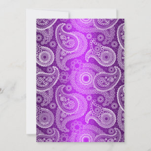 Purple Shimmer Satin & Paisley Wedding Invitation