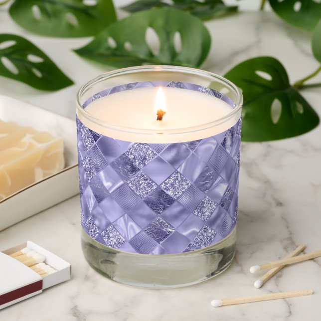 Purple Shiny Bling Glitter Metallic Modern Scented Candle (Lit)