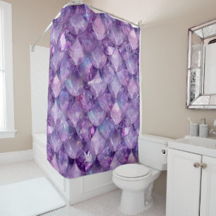 Purple Shiny Mermaid Print Shower Curtain