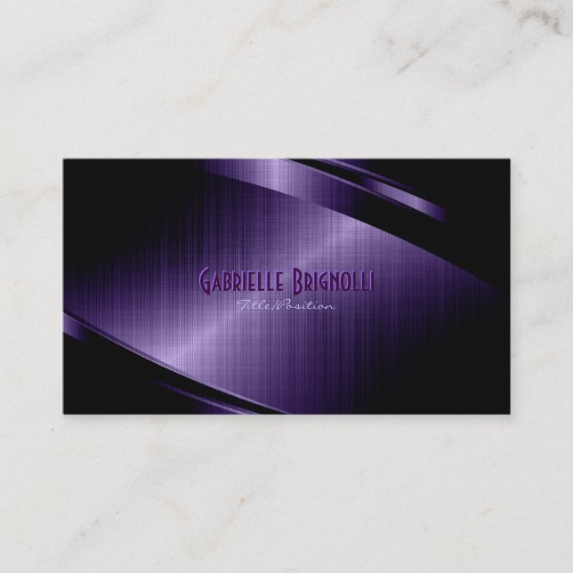 Purple Shiny Metallic Brushed Aluminum Look Business Card (Front)