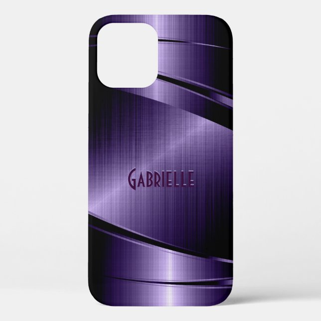 Purple Shiny Metallic Brushed Aluminum Look Case-Mate iPhone Case (Back)