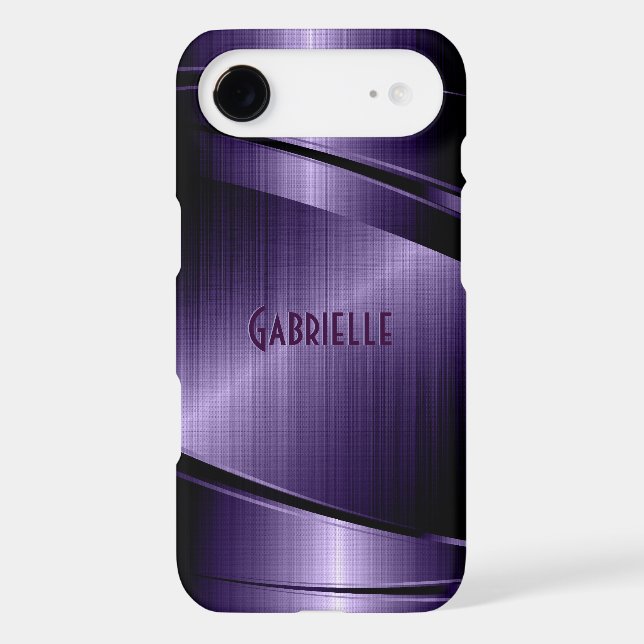 Purple Shiny Metallic Brushed Aluminum Look Case-Mate iPhone Case (Back)