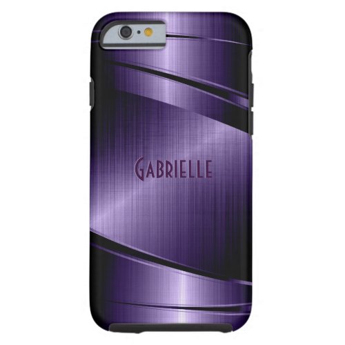 Purple Shiny Metallic Brushed Aluminum Look Tough iPhone 6 Case