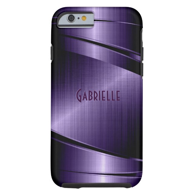 Purple Shiny Metallic Brushed Aluminum Look Case-Mate iPhone Case (Back)