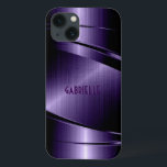 Purple Shiny Metallic Brushed Aluminum Look iPhone 13 Case<br><div class="desc">Shiny purple metallic brushed aluminum look. Custom and optional monogram. Cool masculine design. Available on other products</div>