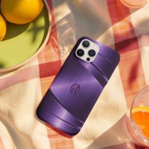 Purple Shiny Metallic Brushed Aluminum Look iPhone 15 Pro Case