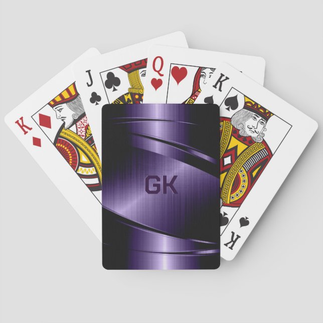 Purple Shiny Metallic Brushed Aluminum Look  Poker Cards (Back)