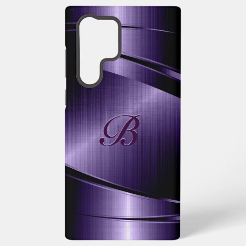 Purple Shiny Metallic Brushed Aluminum Look Samsung Galaxy S22 Ultra Case