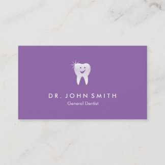 Purple Shiny Smiling Tooth Dental Appointment Card