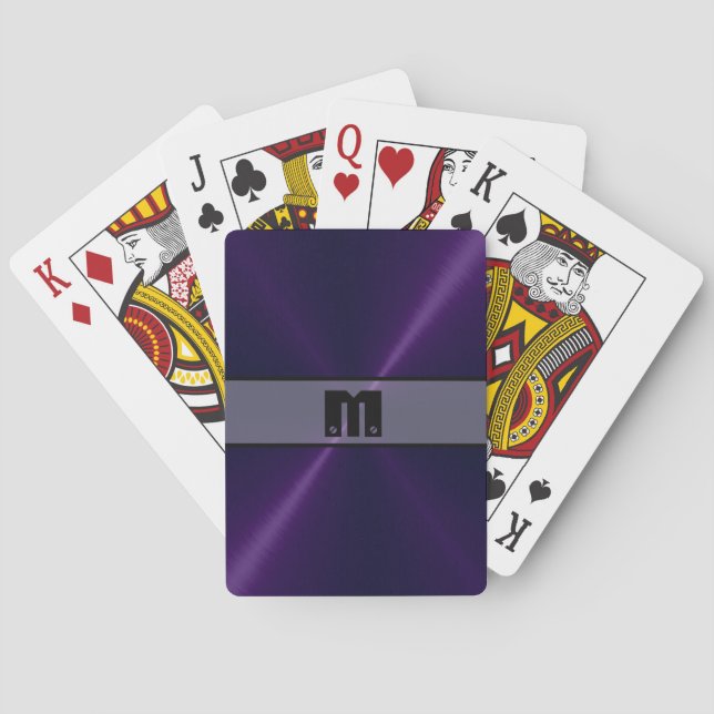 Purple Shiny Stainless Steel Metal 5 Poker Cards (Back)