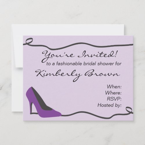 Purple Shoe Bridal Shower Invitation