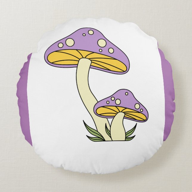 Purple Shroom Round Pillow (Front)