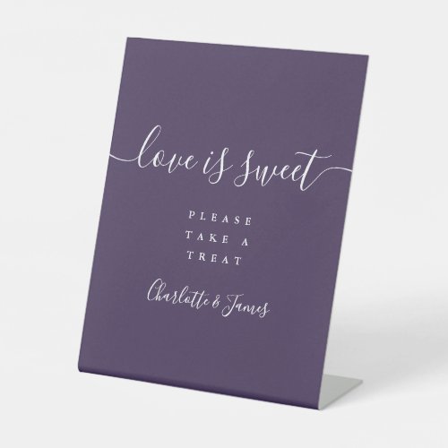 Purple Signature Script Love Is Sweet Favour Pedestal Sign