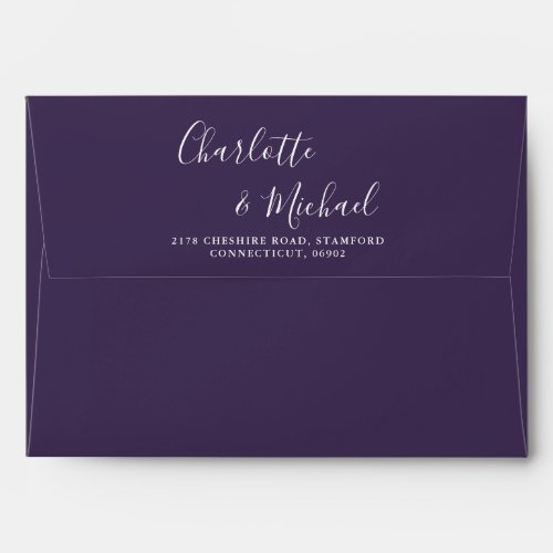 Purple Signature Script String Lights Wedding Envelope