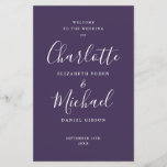 Purple Signature Script Wedding Program<br><div class="desc">Purple signature script wedding program featuring chic modern typography,  this stylish wedding program can be personalised with your special wedding day information. Designed by Thisisnotme©</div>