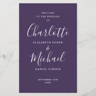 Purple Signature Script Wedding Program