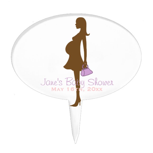 Purple Silhouette Baby Shower Cake Toppers (Front)