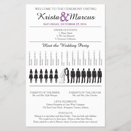 Purple Silhouettes Wedding Program Flyer