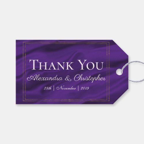 Purple Silk and Gold Wedding Gift Tags
