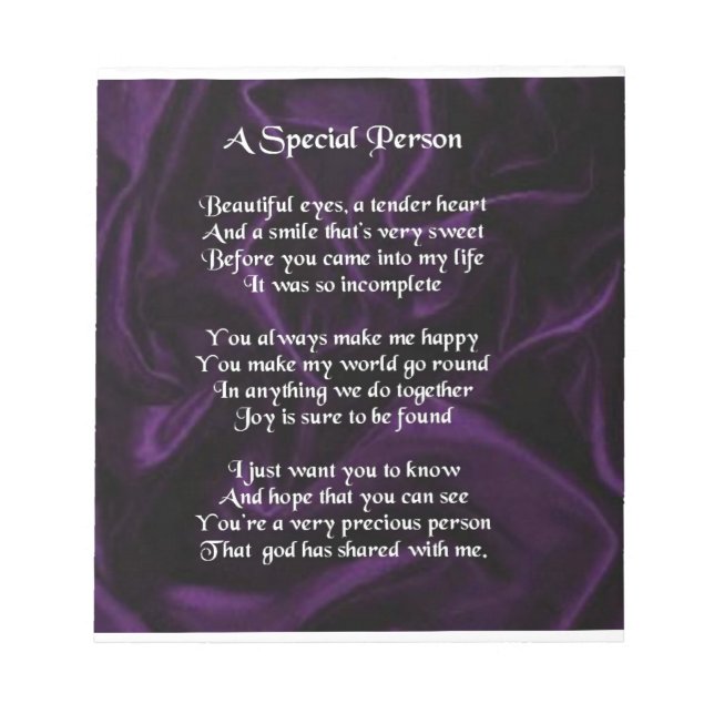 Purple Silk - Special Person poem Notepad (Front)