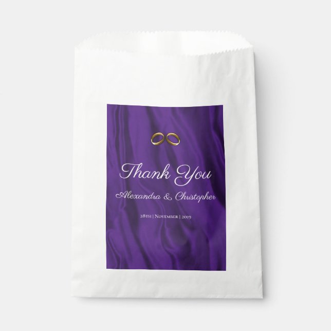 Purple Silk Wedding Thank You Favor Bag (Front)