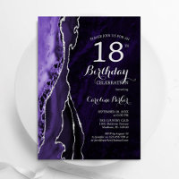 Purple Silver Agate 18th Birthday