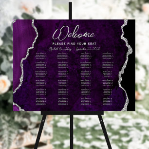 Purple Silver Agate Alphabetical Wedding Seating Foam Board