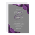 Purple Silver Agate Corners Gray Wedding