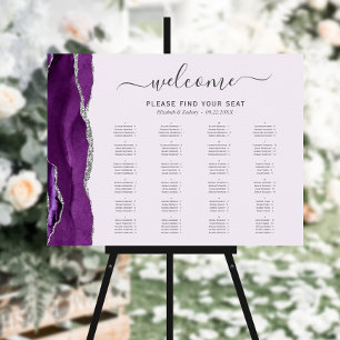 Purple Silver Agate Lavender Wedding Seating Chart Foam Board