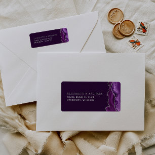 Purple Silver Agate Plum Wedding Return Address Label