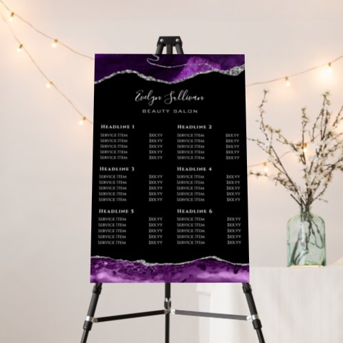 Purple Silver Agate Price List Foam Board
