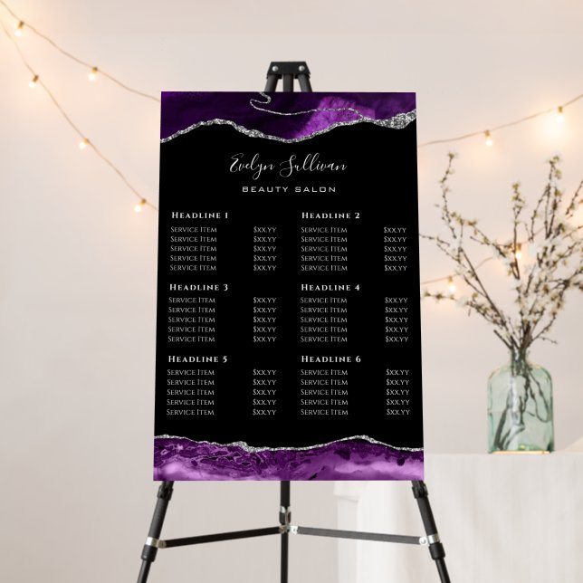 Purple Silver Agate Price List Foam Board (In Situ (Stand))