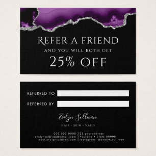 purple silver agate Referral Card
