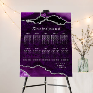 Purple Silver Agate Wedding 10 Table Seating Chart Foam Board