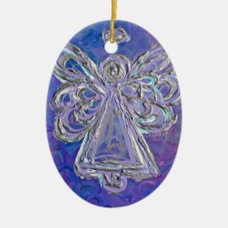 Purple Silver Angel Ornament