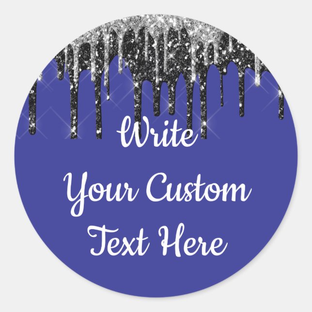 Purple & Silver Anniversary Birthday Party Glitter Classic Round Sticker (Front)