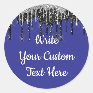 Purple & Silver Anniversary Birthday Party Glitter Classic Round Sticker