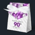 Purple Silver Balloon Glitter Favor 90th Birthday Favor Boxes<br><div class="desc">Modern Glam Purple Violet Silver Balloon Glitter Sparkle Any Age Birthday Party Favor Box</div>