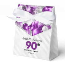 Purple Silver Balloon Glitter Favor 90th Birthday Favor Boxes