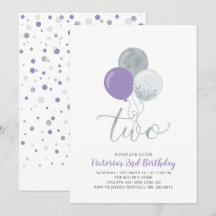 Purple & Silver Balloons Girl 2nd Birthday Party