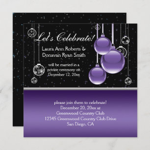 Purple Silver Black Christmas Post Wedding Invitation