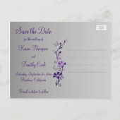Purple, Silver Butterflies Save the Date Postcard (Back)