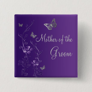 Purple Silver Butterfly Floral Mother of Groom Pin