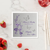 Purple Silver Butterfly Floral Paper Napkins 2 (Insitu)