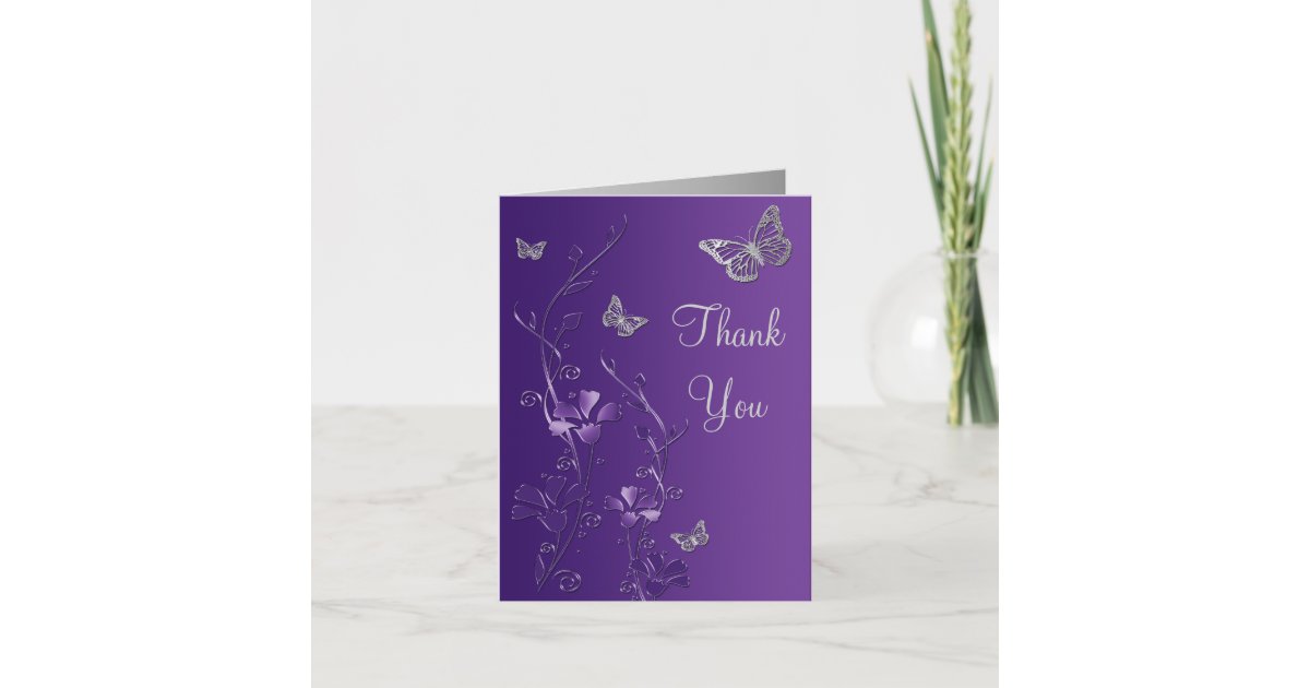 Light Purple Floral Butterflies and Silver Geometric 5X7 Cardstock