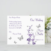 Purple Silver Butterfly Floral Wedding Program (Standing Front)