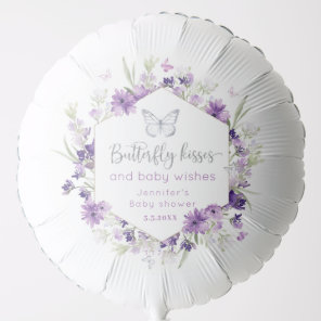 Purple silver Butterfly kisses baby shower Balloon