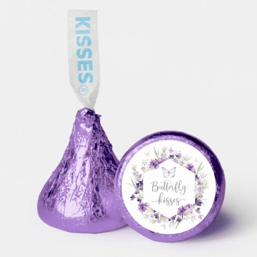 Purple silver Butterfly kisses baby shower Hersheys Kisses