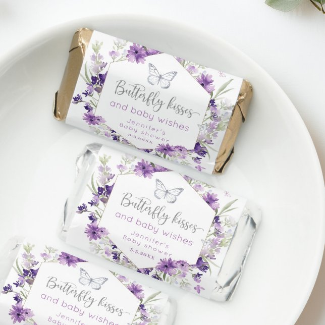 Purple silver Butterfly kisses baby shower Hershey's Miniatures (Creator Uploaded)